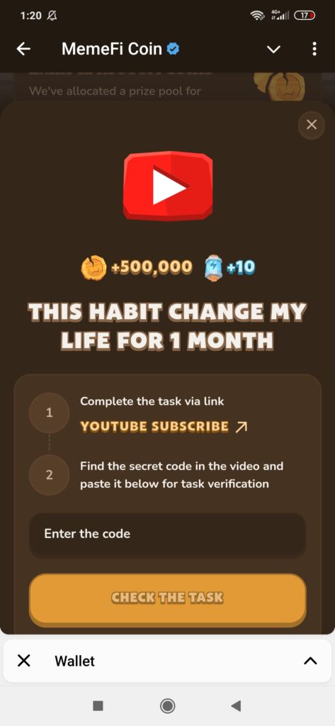 This habit Change My Life For 1 Month MemeFi Code